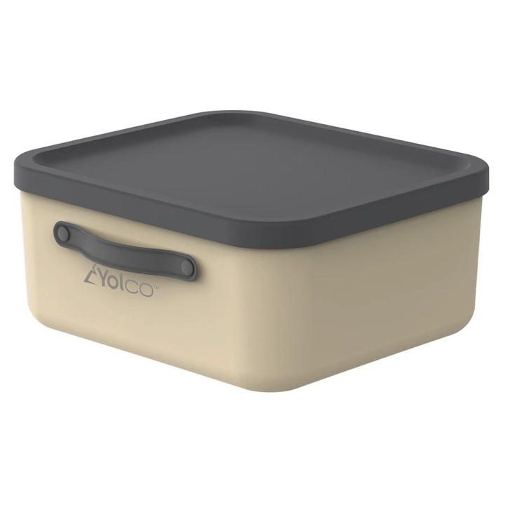 Yolco Mythen 20 l beige crate with lid, handles, recycled