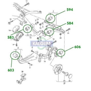 Complete polyurethane rear suspension kit for Audi / Seat / SKODA / VW Kalgum - view 2