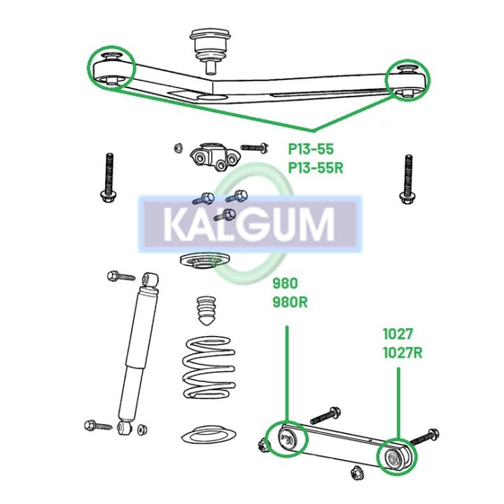 Front suspension bushing kit Jeep Cherokee Liberty KJ, no burning out of old bushings Kalgum - view 4