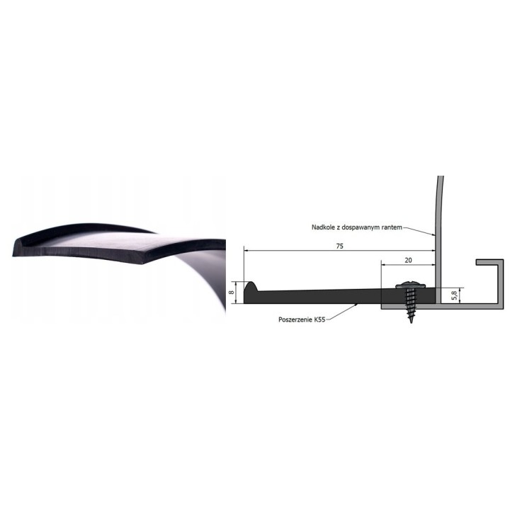Fender flares POSK55 +5.5 cm, set of 4 x 1.5 m Kalgum