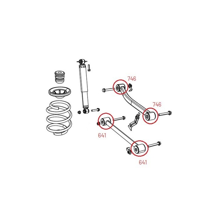Polyurethane suspension bushing kit front + rear Jeep Wrangler JK (2007-2018) Kalgum - view 7