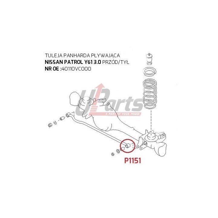 Floating Panhard rod bushing Nissan Patrol Y61 3.0, front / rear Kalgum - view 2