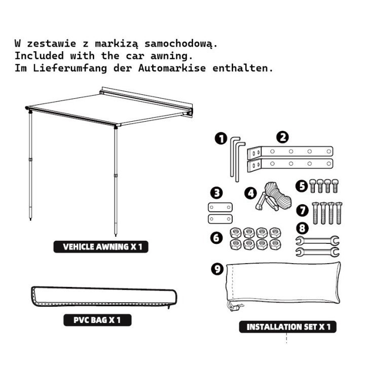Car awning 2 x 3 m with PVC case, Ripstop po | Szekla4x4