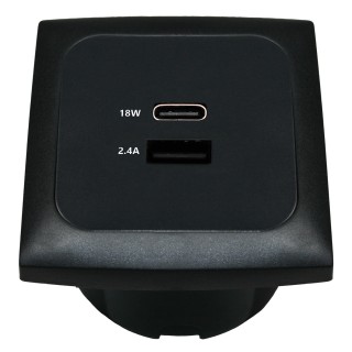 HABA C-Line USB-A/USB-C Socket 12-24V Black | Szekla4x4