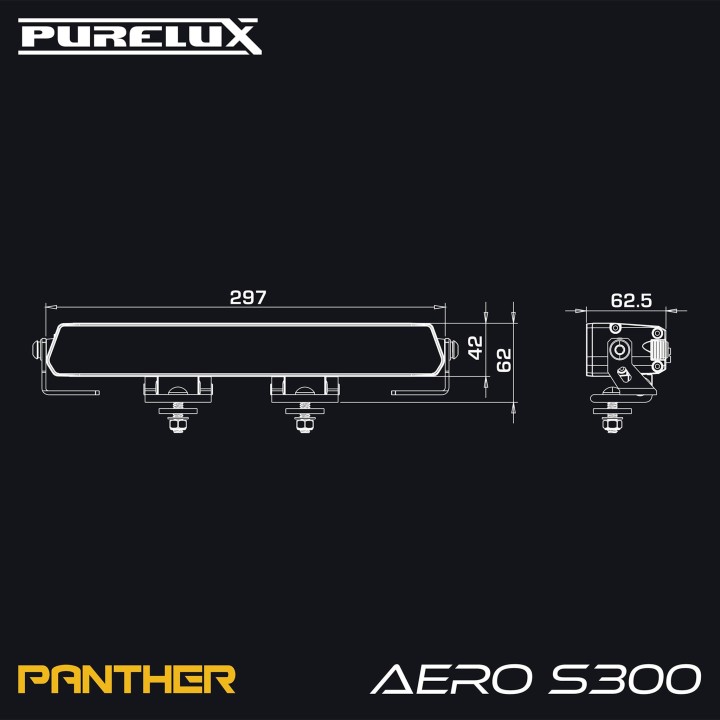 Purelux Panther Aero S300 Gen3 - LED bar 30 cm, 85 W, ECE