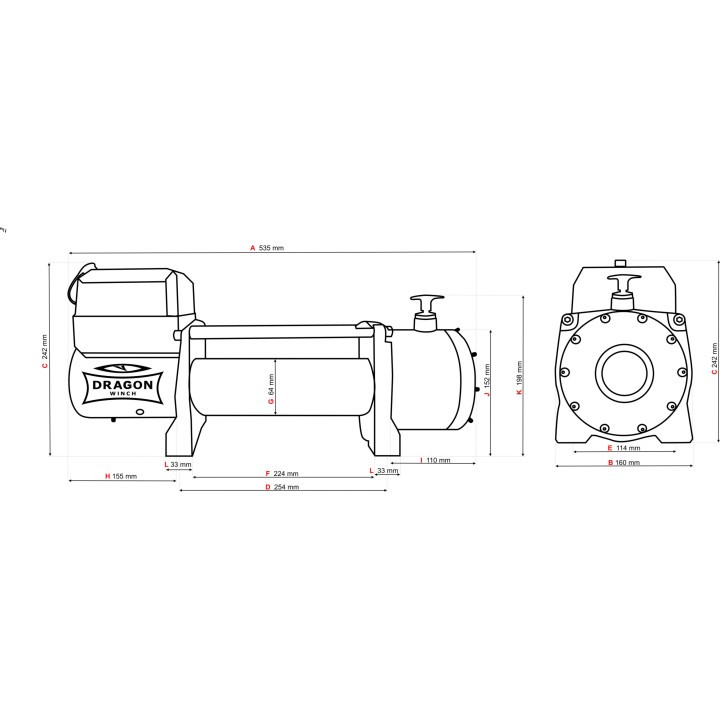 Electric Winch Dragon Winch DWM 12000 HD - Power 12V