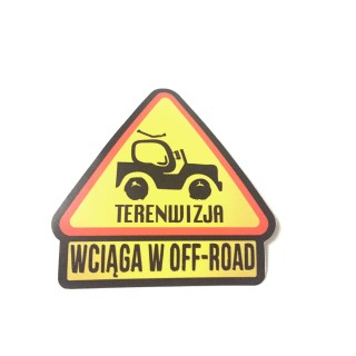 TERENWIZJA sticker - triangular sign with an off-road car silhouette and Wciaga w OFF-ROAD bar