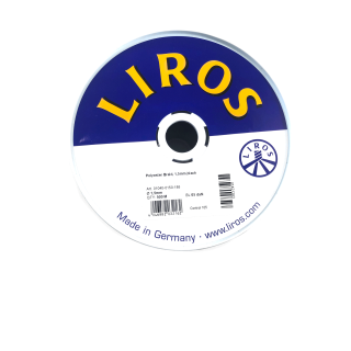 Liros spool label: polyester braid 1.5 mm black, 500 m, 65 daN breaking load