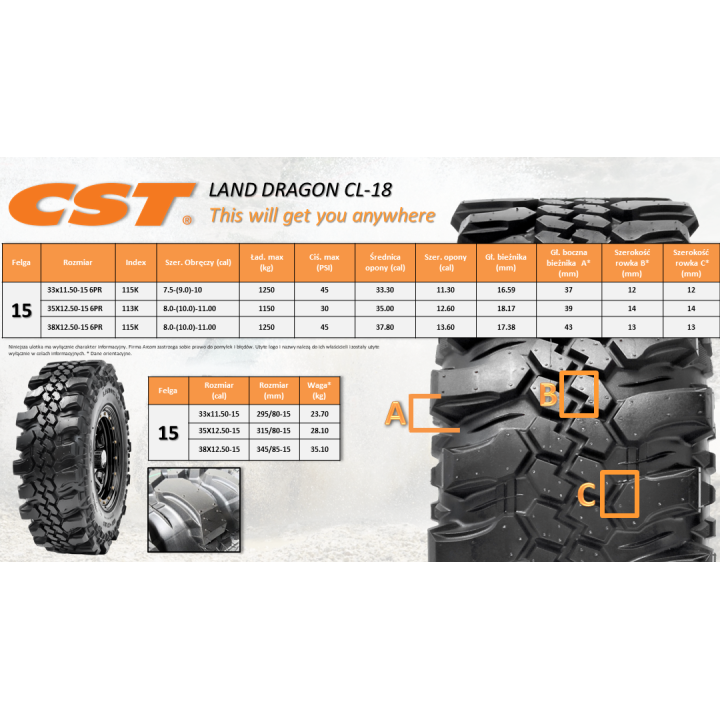 OPONA CST 36X12.50-16 CL18 6PR 4X4