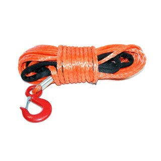 Synthetic Rope for Winch, Orange with 5mm Hook 15m