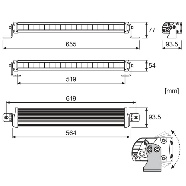 Lightbar FX500-SP Osram 35W 3500lm 9,4x65,5x7,7