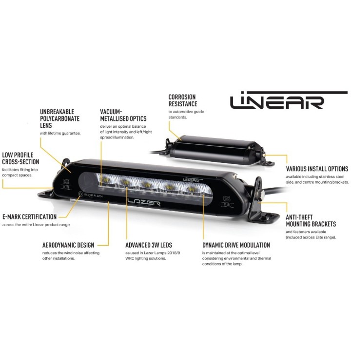 LAZER Linear-6 – 2,250 lm LED bar, ECE R112 approved