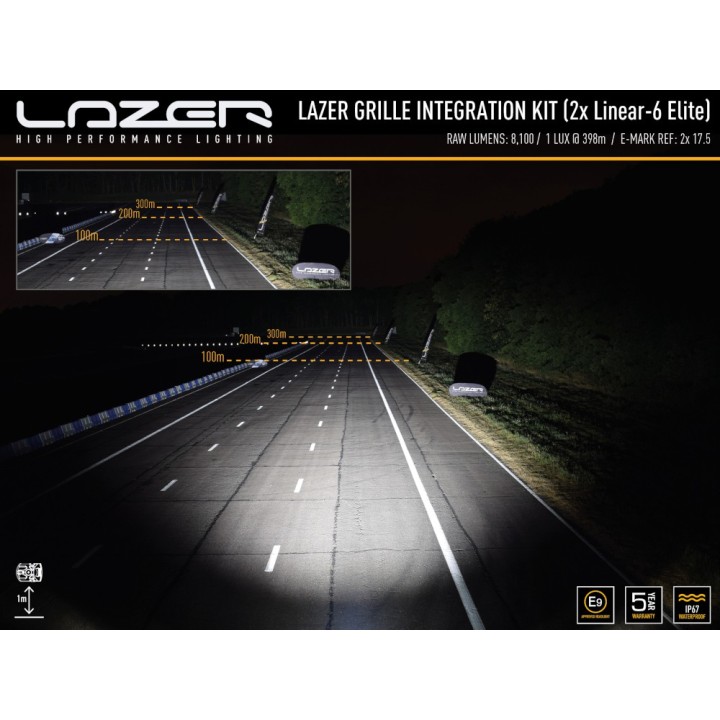 Zestaw dwóch lamp LAZER Linear 6 Elite z systemem montażu w fabrycznym grillu - Toyota Hilux (2021 -) - ujęcie 6